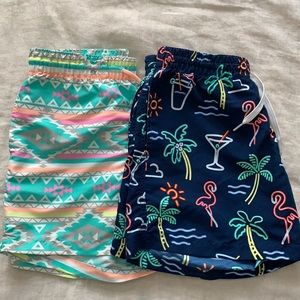 Lot of 2 chubbies swim trunks, 5inch inseam